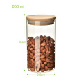 glass spice container wholesale glass food jar with bamboo lid GSJ-50S